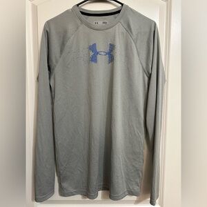 Under Armor Longsleeve Workout or Running Tee, S, Gray (HeatGear)